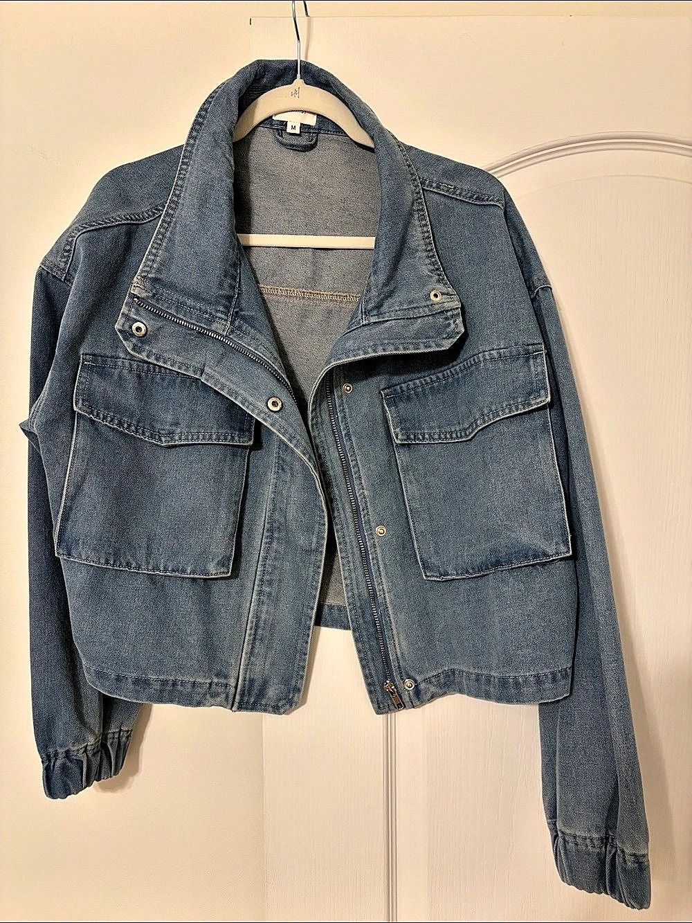Wishlist Cropped Denim Jacket Blue Medium
